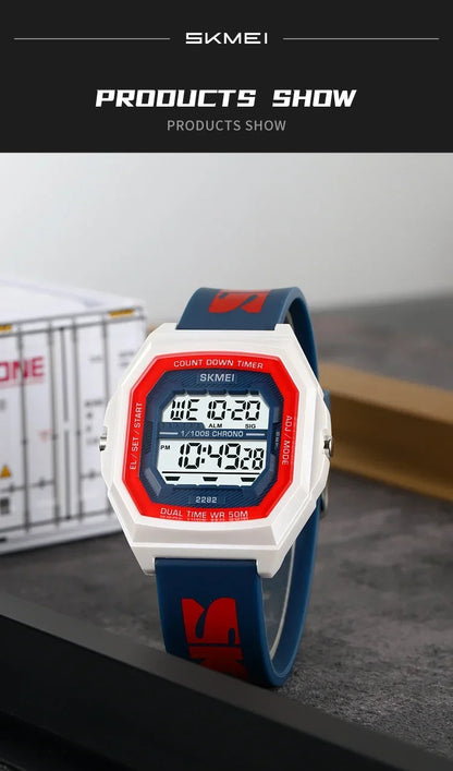 SKMEI 2282 Watches For Men Women 5Bar Waterproof Stopwatch Countdown Wristwatches Reloj Hombre Fashion Digital Sport Electronic
