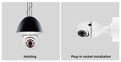 FUERS 2MP E27 Bulb Security Camera 2.4G WiFi PTZ CCTV Camera 4X Zoom AI Human Tracking Color Night Vision Two Way Audio Baby Monitor Indoor