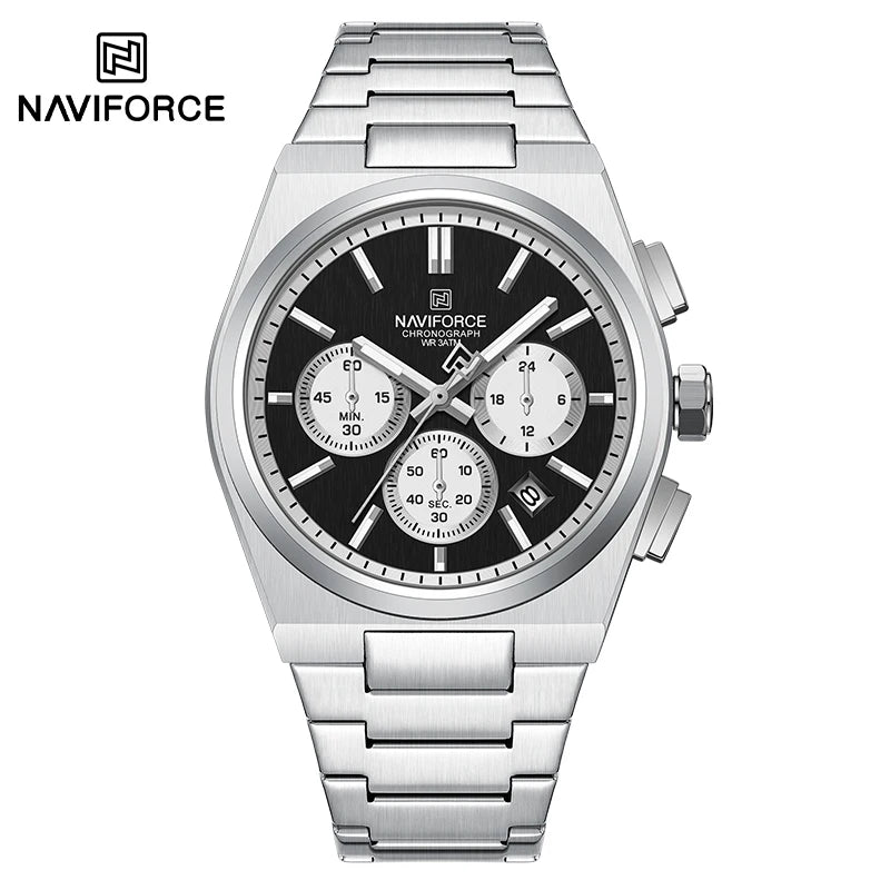 Top Brand NAVIFORCE Men and Women Quartz Chronograph Watch Stainless Band Stylish 24 Hours Date Display Couple Wristwatches 2024
