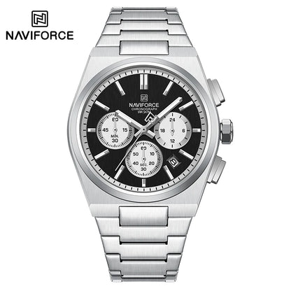Top Brand NAVIFORCE Men and Women Quartz Chronograph Watch Stainless Band Stylish 24 Hours Date Display Couple Wristwatches 2024