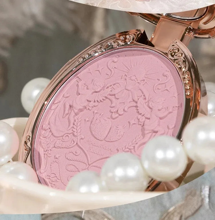 Flower Knows Strawberry Rococo Embossed Blush Fine Powder Makeup Smooth Long Lasting Blusher Waterproof Blush Maquiagem