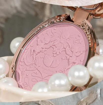Flower Knows Strawberry Rococo Embossed Blush Fine Powder Makeup Smooth Long Lasting Blusher Waterproof Blush Maquiagem
