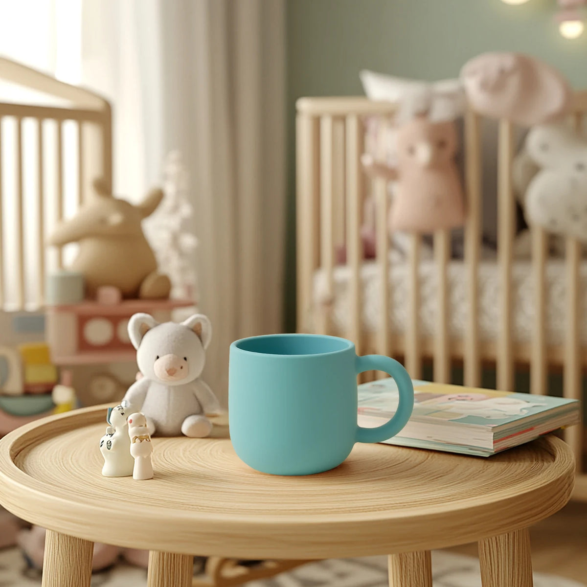 Color Kids 1PCS Silicone Baby Feeding Cup Single Handle Portable Water Bottle Pure Color BPA Free Baby Tableware Shower Gift