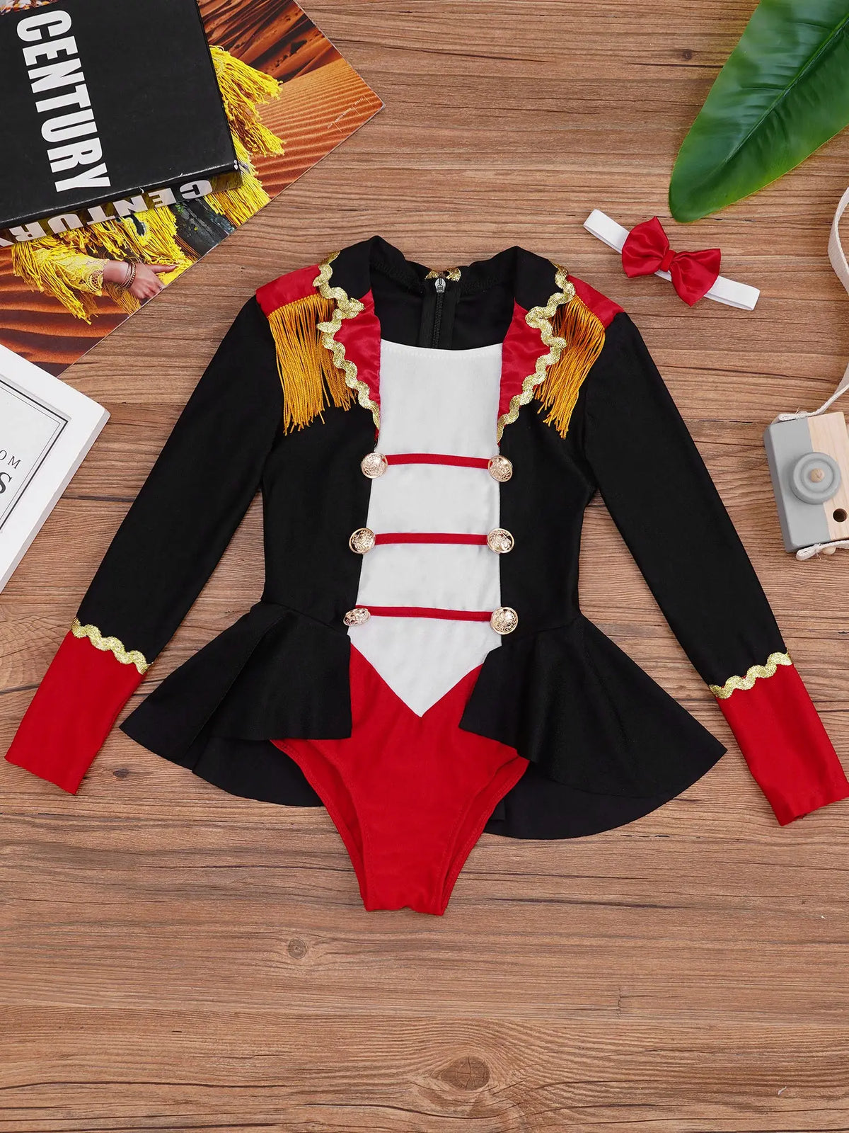 Childrens Showman Bodysuit Tassel Leotard Circus Ringmaster Cosplay Costumes Kids Girls Carnival Party Performance Jumpsuit