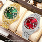 2-Piece Men's Luxury Watch Set - Classic Minimalist Large Dial Casual Versatile Quartz Watch Golden & Silvery Combination Set