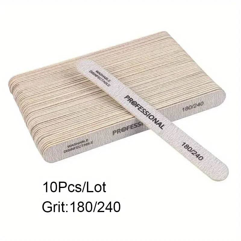 10/25/50Pcs Nail File 100/180/240 Wooden Sanding Buffer Block Pedicure Manicure UV Gel Nail Polish Pro Files Artificial tips