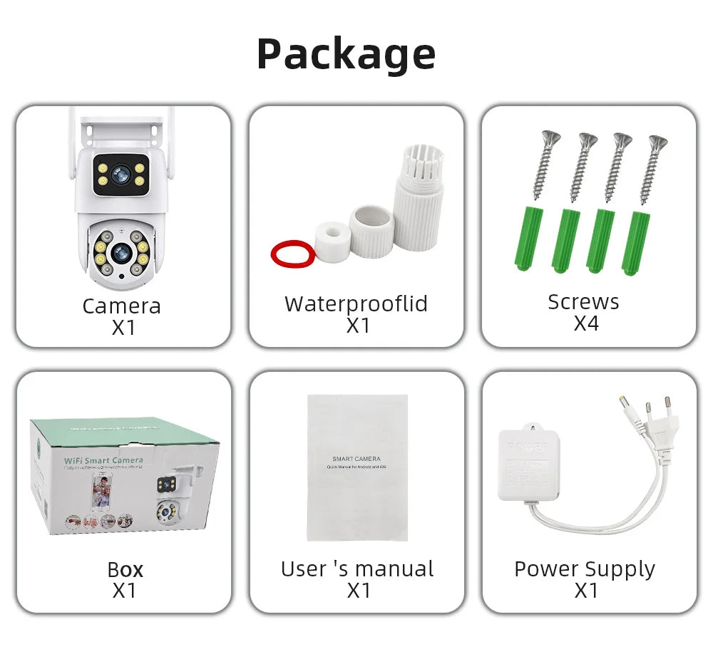 Hiseeu 4K 8MP Wifi Surveillance Camera Dual Lens 4X Digital Zoom AI Human Detect ONVIF Wireless Outdoor Security PTZ IP Cameras
