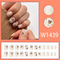 Blue French 24 Pcs Press on Nails Pink Gradient Fake Nails Glossy Artificial Finger Manicure Reusable False Nails