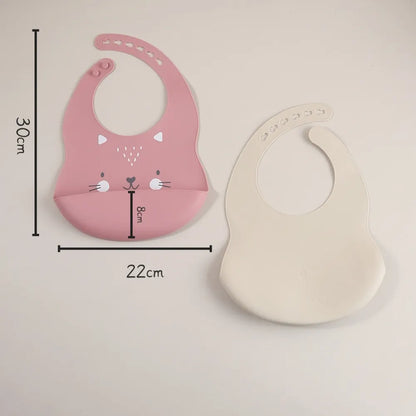 Customize Cartoon Animal Silicone Baby Bib with Name & Pattern Food-Grade Solid Feeding Bib DZ31