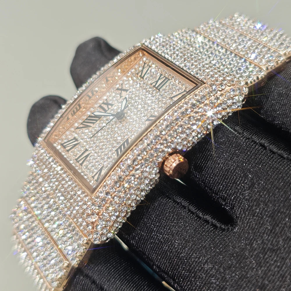 2025 Hot Luxury Brand Quartz Diamond Watch For Men Fashion Hip Hop Full Diamond Bling Jewelry Wristwatches Man Dropshipping ﻿