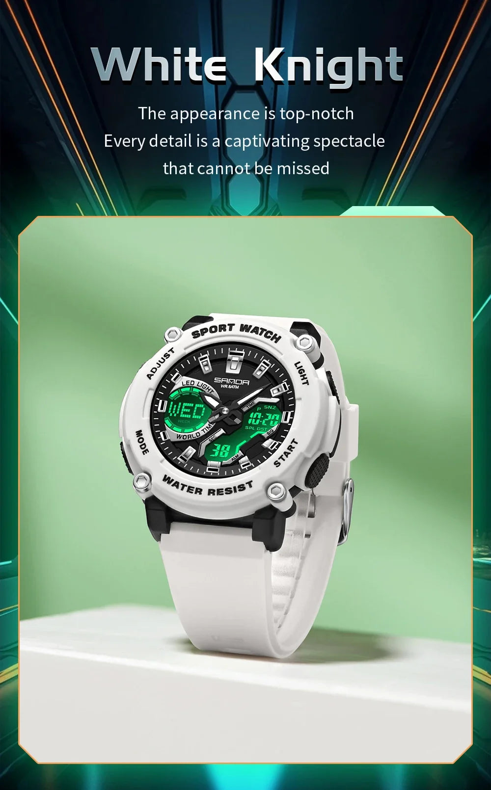SANDA Outdoor Men's Electronic Wristwatch Large Dial Multifunctional Waterproof Luminous Alarm Military Sports Watch
