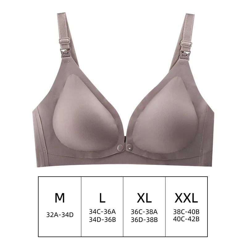 Pregnant Women Front Open Buckle Feeding Bra Solid Color Maternity Nursing Bra with Removable Pads