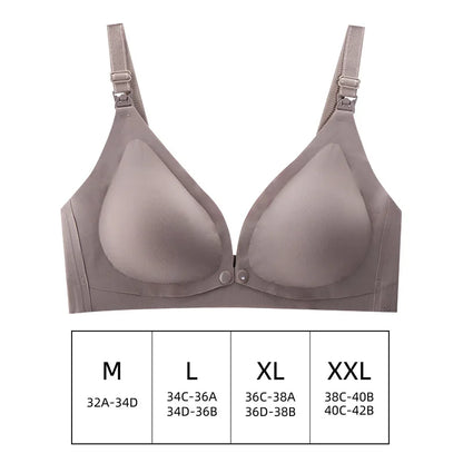 Pregnant Women Front Open Buckle Feeding Bra Solid Color Maternity Nursing Bra with Removable Pads