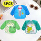 Baby Smock Bibs Waterproof Long-sleeved Eating Feeding Art Apron Newborn Toddler Burp Cloths Fit 0-3 Years Dropshipping