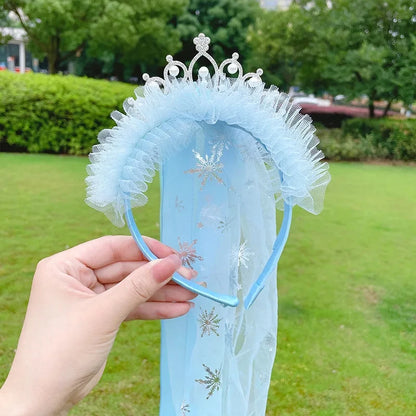 Girls Pink Blue Purple Flower Weaving Braid Headband Kids Princess Dress Up Hair Accessories Aurora Elsa Sofia Rapunzel Wig