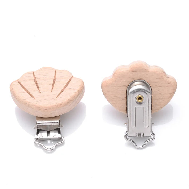 1Pcs Printing Animal Dummy Clip Beech Wood Nipple Clip For Teether Chewing Toys Accessory DIY Anti-Drop Baby Pacifier Chain