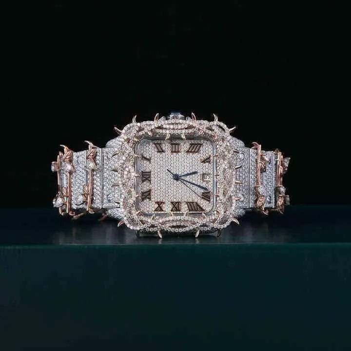 Luxury Design Watch for Men Custom Design Hip Hop Jewelry Moissanite Diamond Watch for Rappers Stainless Steel Watch