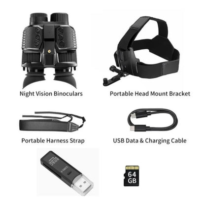 Night Vision Head Mounted Goggles 10X Digital Zoom 4K HD Infrared Binoculars 850nm 9 Levels Hands Free Helmet for Hunting