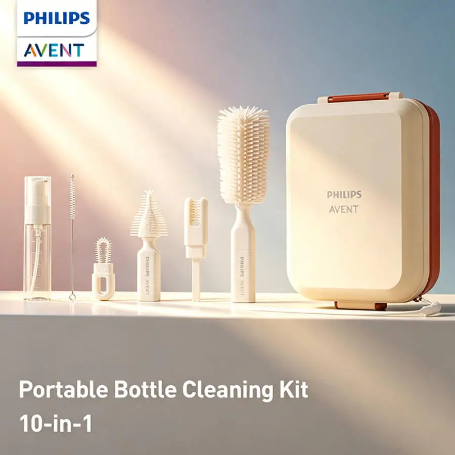 Avent W67 Bottle Brush Cleaning Set of 10 Magnetic Suction Silicone Brush Head for Washing Draining Without Damaging The Bottle