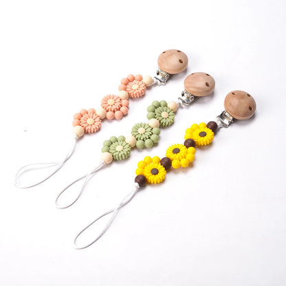 LOFCA Baby Silicone Teethers Pacifier WoodenClips Chain For Baby Pendant Nipple Holder Baby Teething Toys BPA Free Chew Beads