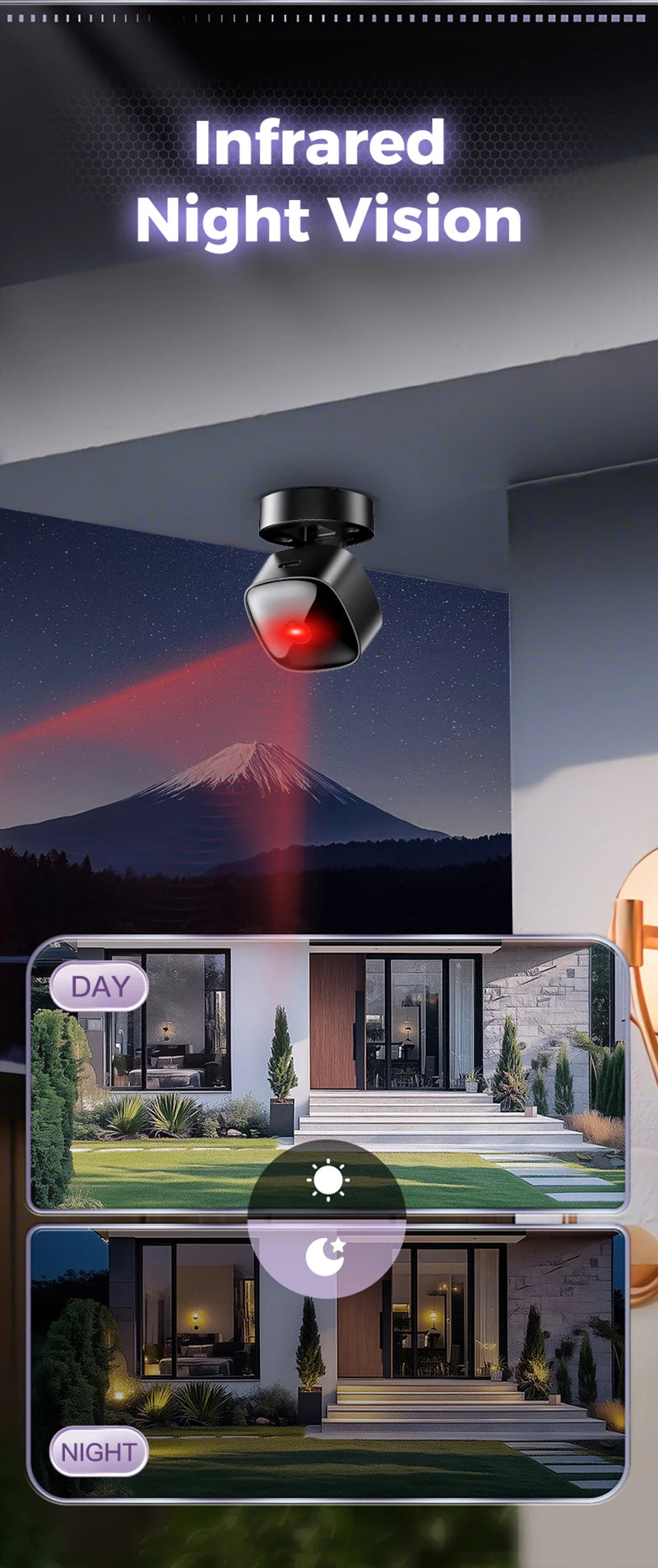 Lenovo Security Monitoring High Definition 8K Rotating WiFi Mini Camera No Need for Plug in Night Vision Smart Home 2026 New