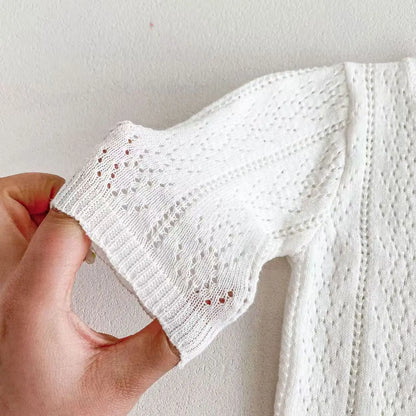 Korean-style Baby Girls' Top - Sweet, Breathable, Soft, and Pure-Color Cardigan
