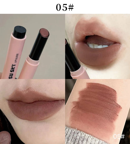 Smoky Grey Violet Lipstick Matte Velvet Finish Smooth Application Lip Mousse Waterproof Mirror Glossy Lip Tint Not Fading Makeup