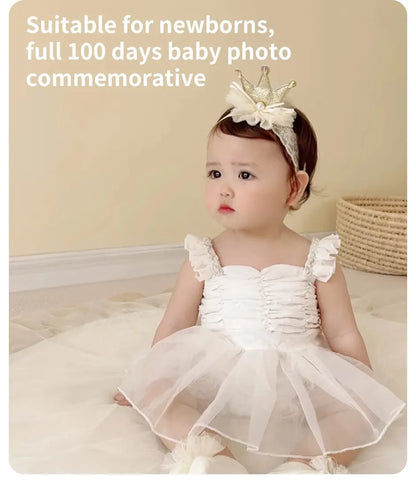 2 Pcs/Set Crown Baby Headband Socks Lace Bows Newborn Infant Girl Socks Hairband Set Kids Hair Accessories