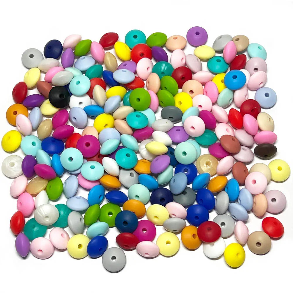 BOBO.BOX 100pc12mm Silicone Lentil Beads Baby Teething Bead BPA-Free Food Grade Making Baby Oral Care Pacifier Chain Accessorise