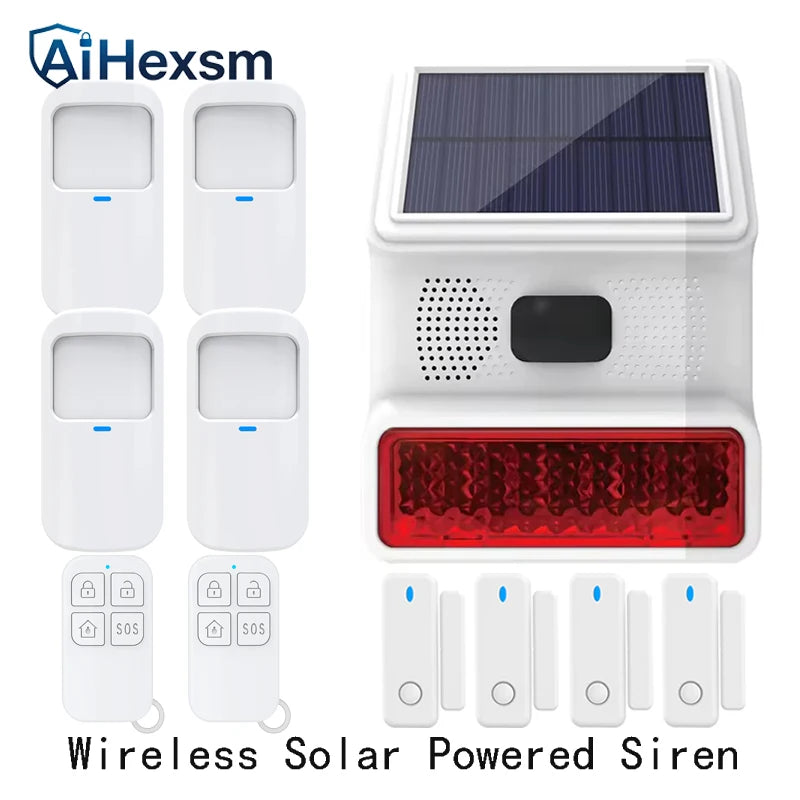 New 433MHz Wireless light Flash Strobe Outdoor Solar Waterproof Siren for Home Burglar PIR Motion Door Gap Security Alarm System