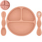 Silicone Baby Dining Plate With Spoon Fork Children Dishes Suction Plate for Toddlers Kid Training Feeding Sucker Bowl BPA FREE