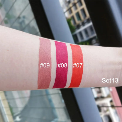 DNM 3PCS Liquid Lipstick Sets Waterproof Matte Black Blue Purple Blue Sexy Lip Gloss Long Lasting Nude Lip Tint Stain Makeup Kit