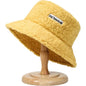 Warm Embroidered Hat Soft Lambswool Bucket Hat For Women Men Winter Warm Knitted Beanie Cap Soft Warm Thick Fisherman Hat