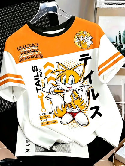 Blue The Hedgehog Sonic Tails 3d Graphic Printed Jersey Anime Game Fan Tee Fashion Street Wear Y2k Top Adult Children'S T-Shirt