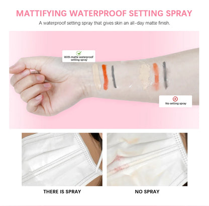 Waterproof Mattifying Setting Spray Glossy Matte Base Makeup Control Oil Non-Sticky Waterproof Make-up Fixer Spray For All Skin