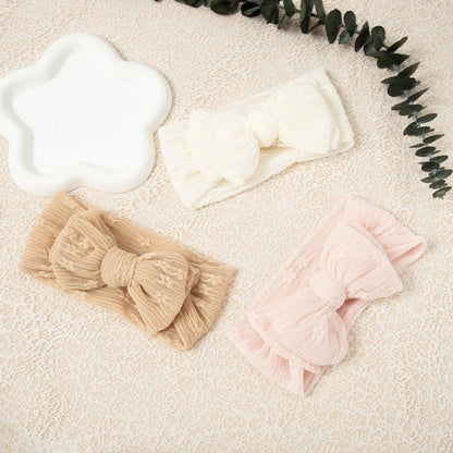 3pcs/set Baby Girl Headband Double Mesh Bows Hairband Soft Turban Lovely Bow Kids Headwear Hair Accessories for Newborn Infant