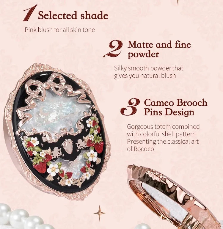 Flower Knows Strawberry Rococo Embossed Blush Fine Powder Makeup Smooth Long Lasting Blusher Waterproof Blush Maquiagem
