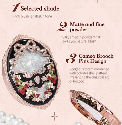 Flower Knows Strawberry Rococo Embossed Blush Fine Powder Makeup Smooth Long Lasting Blusher Waterproof Blush Maquiagem