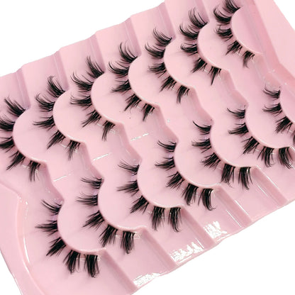 NEW 7pairs 8D Mink Lashes Natural Short False Eyelashes Mink Eyelashes 3D Mink Lashes Wispy HandMade Full Strip Lashes  Makeup