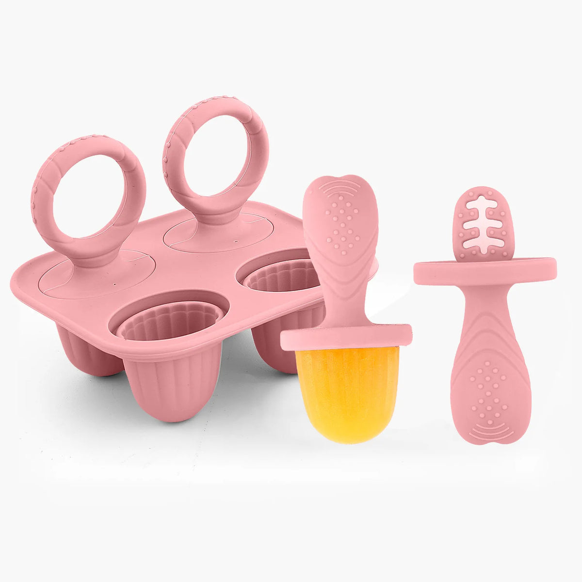 Baby Fruit and Vegetable Mold Silicone Hand Ring Popsicle Mold Baby Teething Teether Ice Cream Mold Baby Food Storage Container