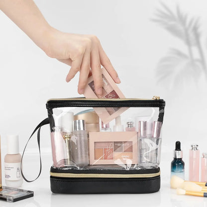  Double-Layer Large Capacity Makeup Bag, Multifunctional Wet and Dry Separation Travel Toiletry Bag, Makeup Brush Organizer