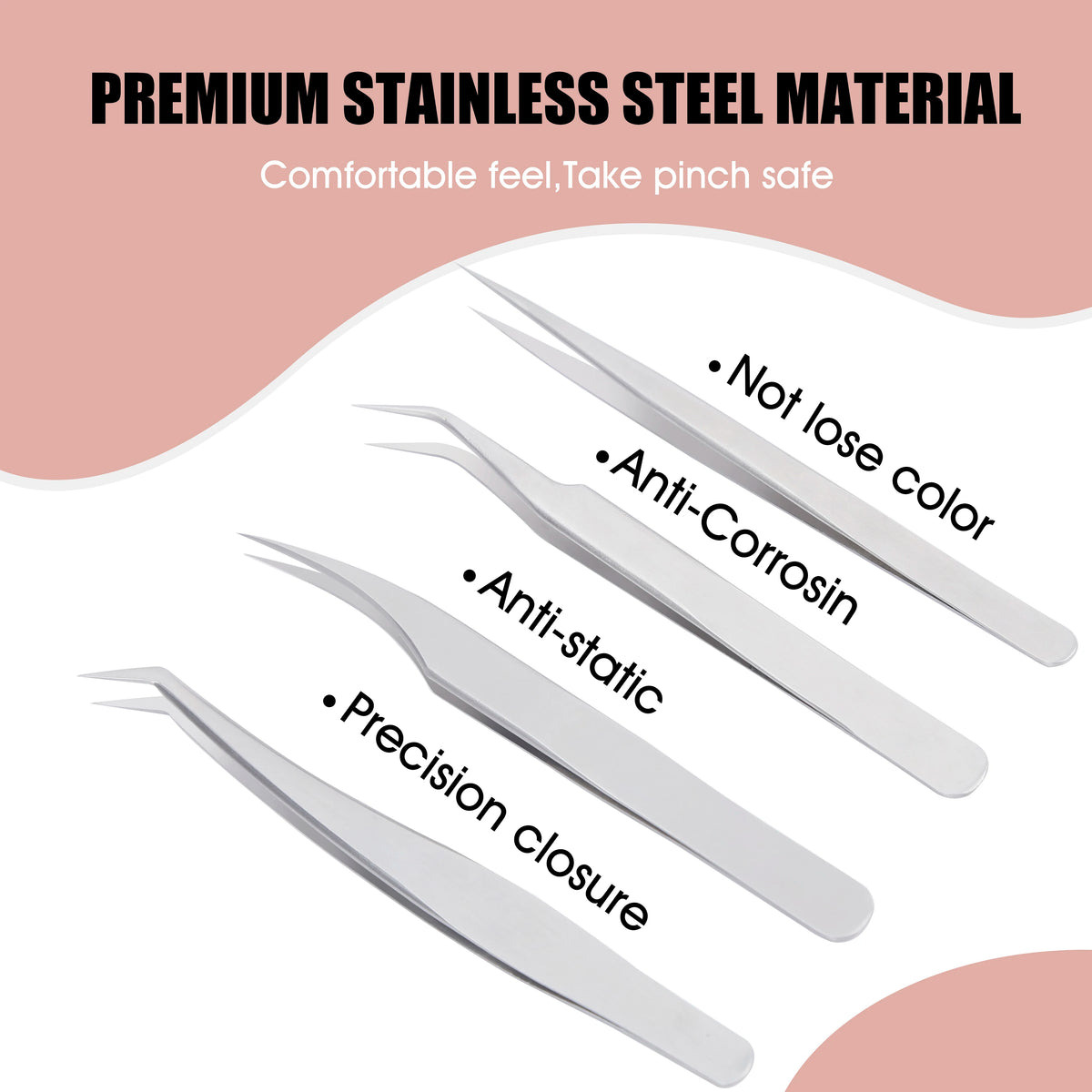 High Precision Non-defrmation Eyelash Make Tools 1Pcs High Elasticity Imported 402 Stainless Steel Gold Feather Lashes Tweezers