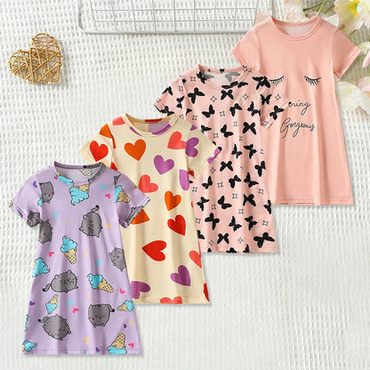 1/2 Piece Children's Sweet And Lovely Straight Skirt Loose And Comfortable Girl's Home Skirt Casual Round Neck Plus Size Skirt
