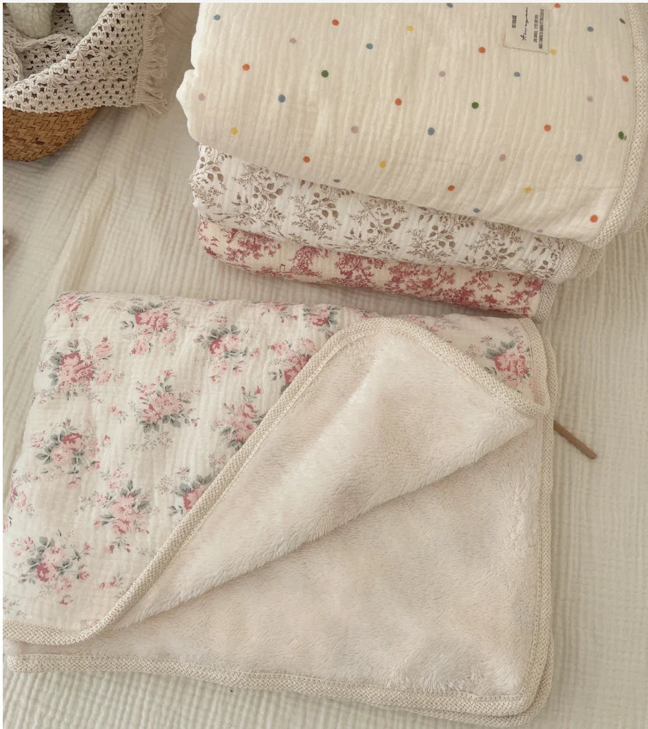 Muslin Baby Blanket Newborn Infant Swaddles Wrap Blankets Winter Fleece Thermal Crib Stroller Sleep Cover Soft Throw Blankets