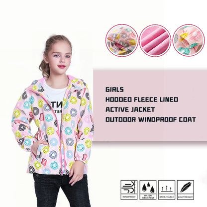 Dubbped Girl Polar Fleece Waterproof Jacket Spring Autumn Children Coats Sport Casual Kids Jackets Double-deck Windproof Jackets