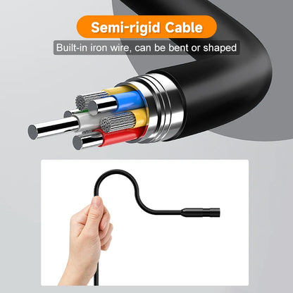 Handheld Endoscope HD 8MM Camera Industria Borescope 4.3‘’ IPS Screen 2-100M Rigid Cable IP67 Waterproof Adjustable Length