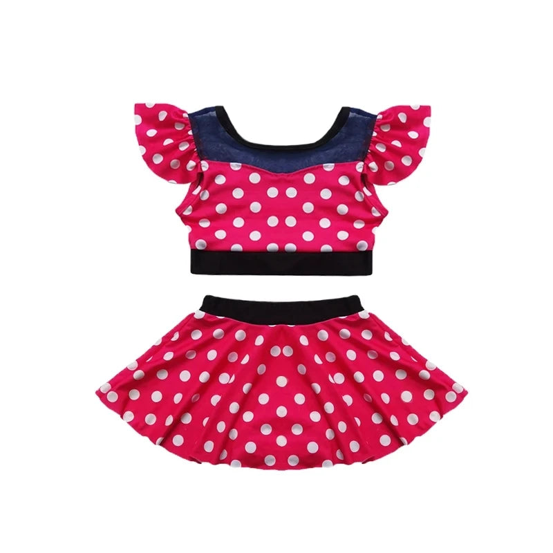 Fairy Tale Princess Swimsuit for Girls Elsa Anna Snow White Swimwear Belle Child Kids Toddler 2-8Y Bathing Suit with Skirt