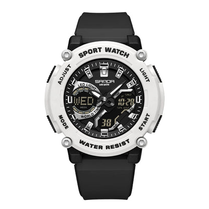 SANDA Outdoor Men's Electronic Wristwatch Large Dial Multifunctional Waterproof Luminous Alarm Military Sports Watch