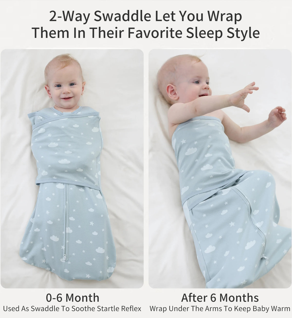 INSULAR Baby 100% Cotton Swaddling Cloth With Caps Envelope Type Newborn Cartoon Envelope Anti-Startle Adjustable Bedding Item
