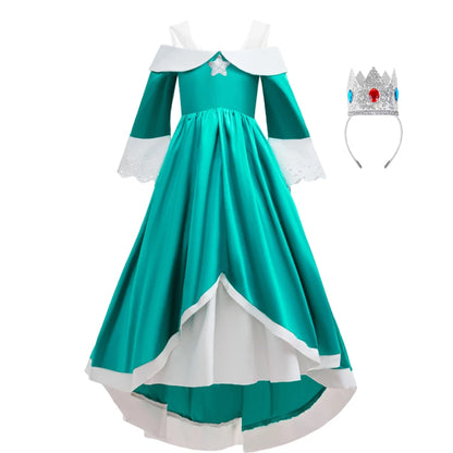 Girls New Game Movies Rosalina Peach Princess Dress Carnival Party Birthday Outfit Peach Cosplay Halloween Costume Dress
